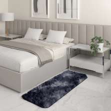 Tapete Passadeira Quarto Antiderrapante Mesclado Preto 50 x 140 cm