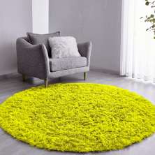 Tapete Pelo Alto Felpudo Macio Anti Derrapante Anti Alérgico Amarelo  Redondo - 200 cm Tapete para Sala e Quarto