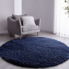 Tapete Pelo Alto Felpudo Macio Anti Derrapante Anti Alérgico Cinza Redondo - 140 cm Tapete para Sala e Quarto