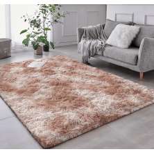 Tapete Pelo Alto Felpudo Macio Anti Derrapante Anti Alérgico Mesclado Bege - 140 x 200 cm Tapete para Sala e Quartos