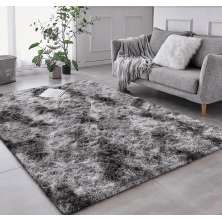 Tapete Pelo Alto Felpudo Macio Anti Derrapante Anti Alérgico Mesclado Cinza - 100 x 120 cm Tapete para Sala e Quarto
