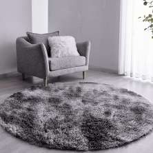 Tapete Pelo Alto Felpudo Macio Anti Derrapante Anti Alérgico Mesclado Cinza Redondo - 140 cm Tapete para Sala e Quarto