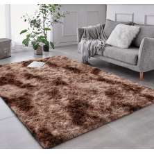 Tapete Pelo Alto Felpudo Macio Anti Derrapante Anti Alérgico Mesclado Marrom - 100 x 120 cm Tapete para Sala e Quarto