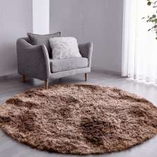 Tapete Pelo Alto Felpudo Macio Anti Derrapante Anti Alérgico Mesclado Marrom Redondo - 100 cm Tapete para Sala e Quarto