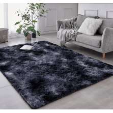Tapete Pelo Alto Felpudo Macio Anti Derrapante Anti Alérgico Mesclado Preto - 200 x 240 cm Tapete para Sala e Quartos