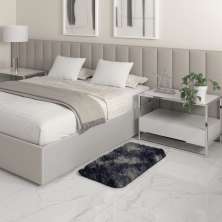 Tapete Pelo Alto Felpudo Macio Anti Derrapante Anti Alérgico Mesclado Preto - 50 x 100 cm Tapete para Sala e Quartos