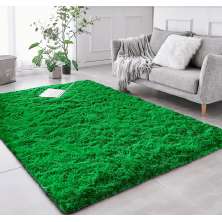 Tapete Pelo Alto Felpudo Macio Anti Derrapante Anti Alérgico Verde  - 100 x 120 cm Tapete para Sala e Quarto