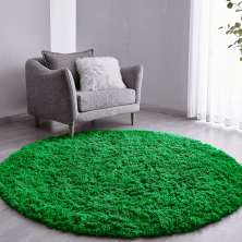 Tapete Pelo Alto Felpudo Macio Anti Derrapante Anti Alérgico Verde  Redondo - 140 cm Tapete para Sala e Quarto