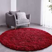 Tapete Pelo Alto Felpudo Macio Anti Derrapante Anti Alérgico Vinho Redondo - 140 cm Tapete para Sala e Quarto