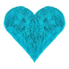 Tapete Sala Felpudo Peludo Azul Turquesa Coração 100 cm