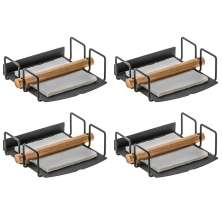 Kit 4 Suportes Porta Guardanapos de Mesa Quadrados Grafite Com Contrapesos de Madeira