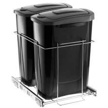 Lixeira Deslizante Slim Dupla 45,5cm x 29cm x44cm Cesto de L