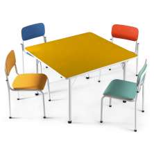 Conjunto Coletivo Quadrado Infantil - 1 Mesa e 4 Cadeiras