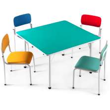 Conjunto Coletivo Quadrado Infantil - 1 Mesa e 4 Cadeiras