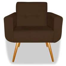 Poltrona Decorativa Anitta Corino Marrom - Shop da Mobilia