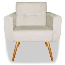 Poltrona Decorativa Anitta Suede Bege - Shop da Mobilia