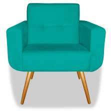 Poltrona Decorativa Anitta Suede Turquesa - Shop da Mobilia