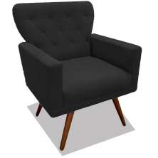 Poltrona Decorativa Julieta Pés Madeira Suede Preto