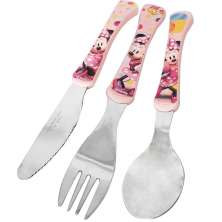Conjunto de Talheres Minnie Rosa 3 Peças Garfo Faca Colher I