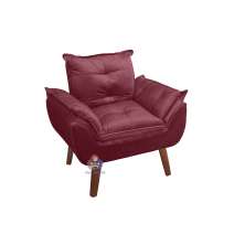 Poltrona Decorativa Opala Bordô/Vinho  com fibra de silicone e pés quadrado SMF DECOR