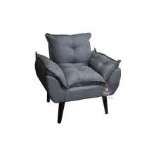 Poltrona Decorativa Opala Grafite Linho com fibra de silicone e pés quadrado SMF DECOR