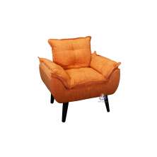 Poltrona Decorativa Opala Laranja Linho com fibra de silicone e pés quadrado SMF DECOR