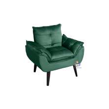 Poltrona Decorativa Opala Veludo Verde com fibra de silicone e pés quadrado SMF DECOR