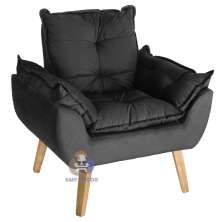 Poltrona/Cadeira Decorativa Glamour Com Pés Quadrado Preto