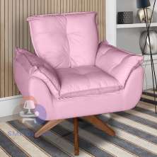 Poltrona/Cadeira Decorativa Glamour Opala Com Base Giratória 30cm em Madeira Rosê