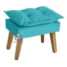 Puff Banqueta Decorativa Glamour Azul Turquesa Com Pés Quadrado - Azul Turquesa