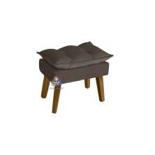 Puff Banqueta Decorativa Glamour Com Pés Quadrado Marrom