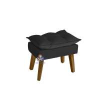 Puff Banqueta Decorativa Glamour Com Pés Quadrado Preto