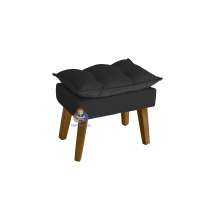 Puff Banqueta Decorativa Glamour Preto Com Pés Quadrado - Preto