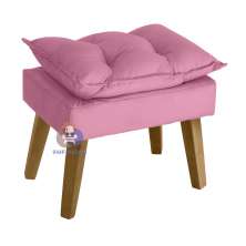 Puff Banqueta Decorativa Glamour Rosê Com Pés Quadrado - Rosê