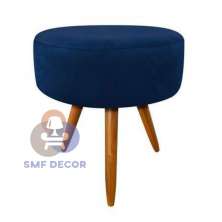 Puff Redondo Pés Palito Azul Marinho com pés palito SMF DECOR - Azul Marinho