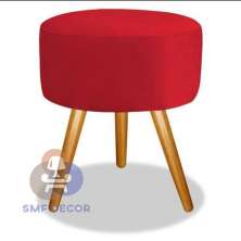 Puff Redondo Pés Palito Vermelho - Vermelho
