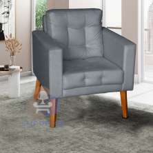 Sofá/Poltrona/Cadeira Decorativa Glamour Dubai com pés em Madeira Cinza