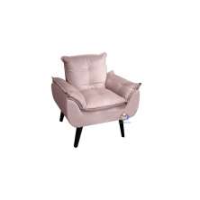 kIT 02 Poltrona Decorativa Opala Veludo Rosa Nude com fibra de silicone e pés quadrado SMF DECOR