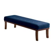 Banco 2 Lugares Theo Veludo Azul e Imbuia 140 cm