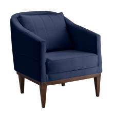 Poltrona Agatha Veludo Azul e Imbuia