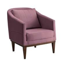 Poltrona Agatha Veludo Rosa e Imbuia