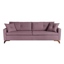 Sofá 3 Lugares Viena Veludo Rosa 190 cm