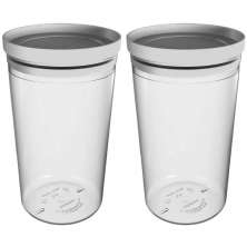 Kit 2 Potes Herméticos Soprano 2,1L Porta Mantimentos Plástico com Tampa Redondas Cinza