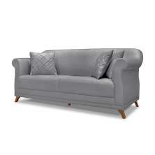 Sofá 3 Lugares Abruzzo Linho Cinza 200 cm