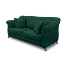 Sofá 3 Lugares Abruzzo Veludo Verde 220 cm