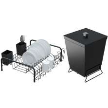Conjunto Para Pia De Cozinha Lixeira Quadrada 6,5L E Escorre
