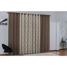 Cortina de Janela para varão Larissa Prime Marrom Novo 1 peça Textil Lar