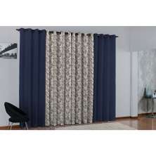 Cortina de Parede para varão Larissa Prime Azul Novo 1 peça Textil Lar