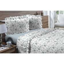 Jogo de Cama Queen 180 fios Romantique Azul Claro 4 peças Textil Lar