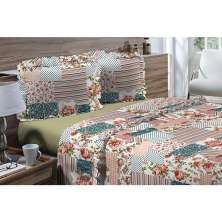 Jogo de Cama Queen 180 fios Romantique Patchwork 4 peças Textil Lar
